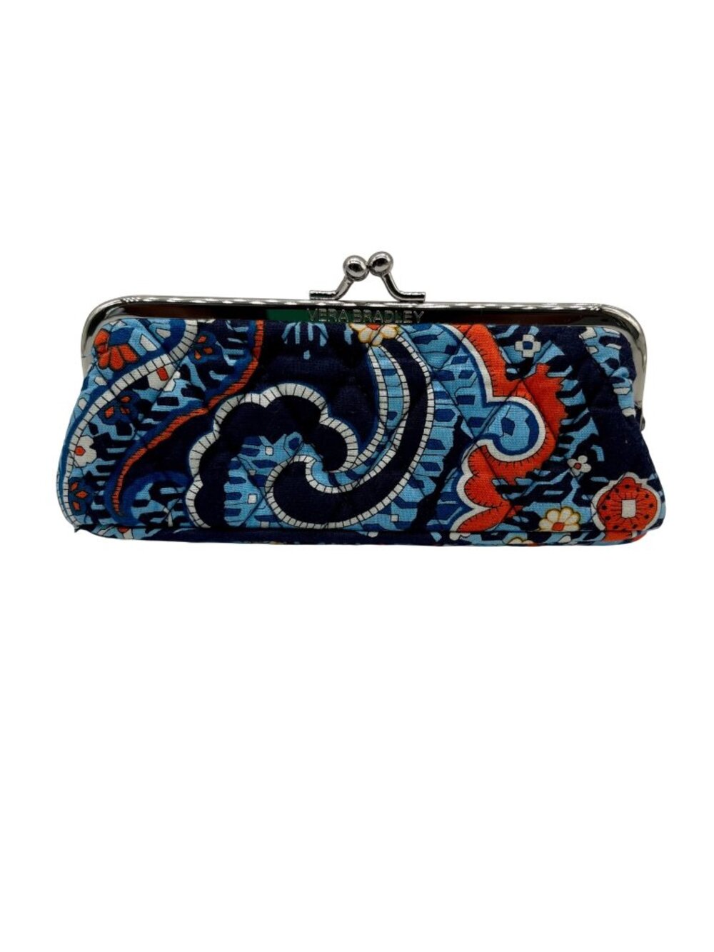 Vera Bradley Blue And Orange Fabric Kiss Lock Wallet